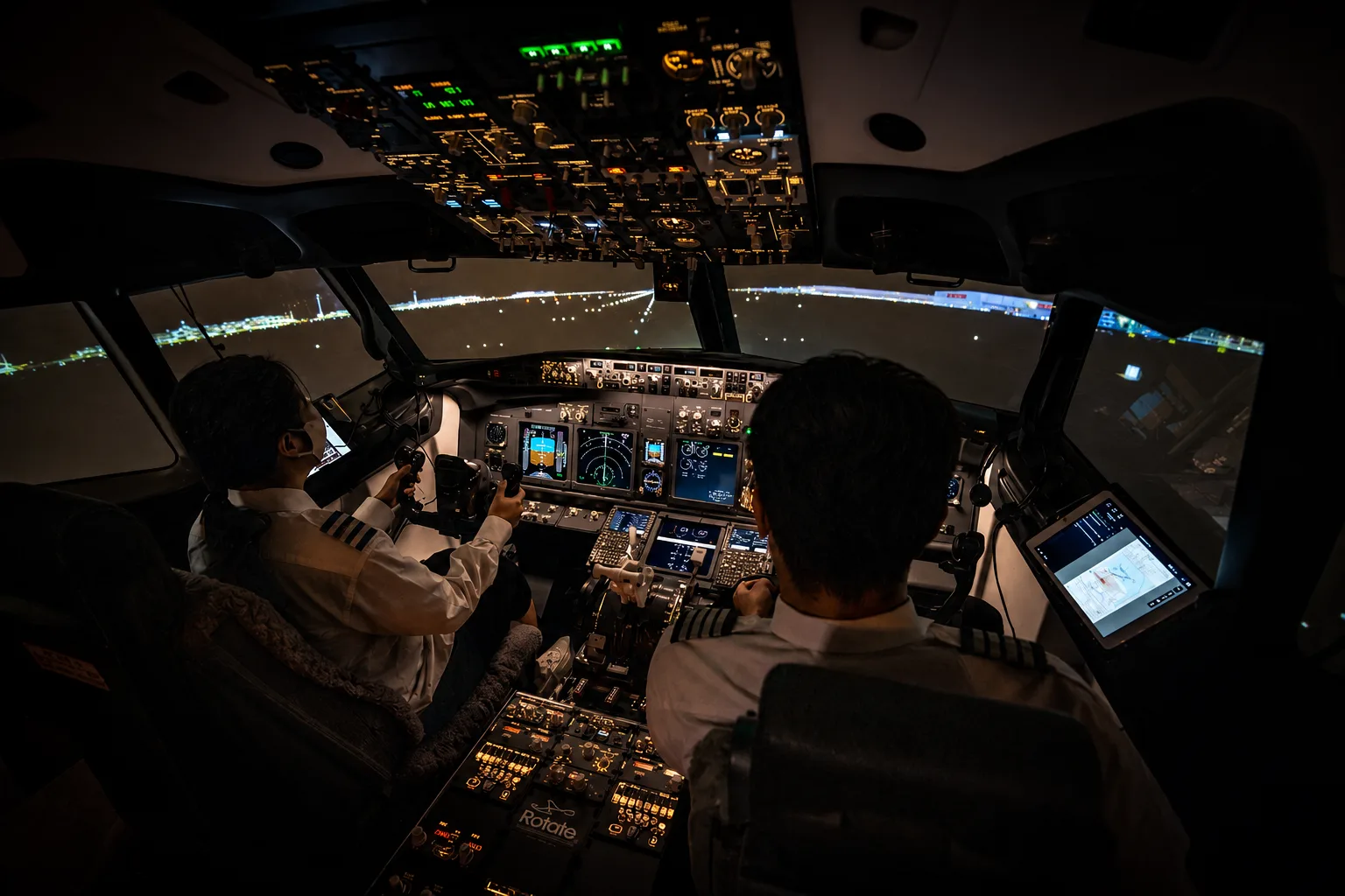 B737-800 야간 조종석